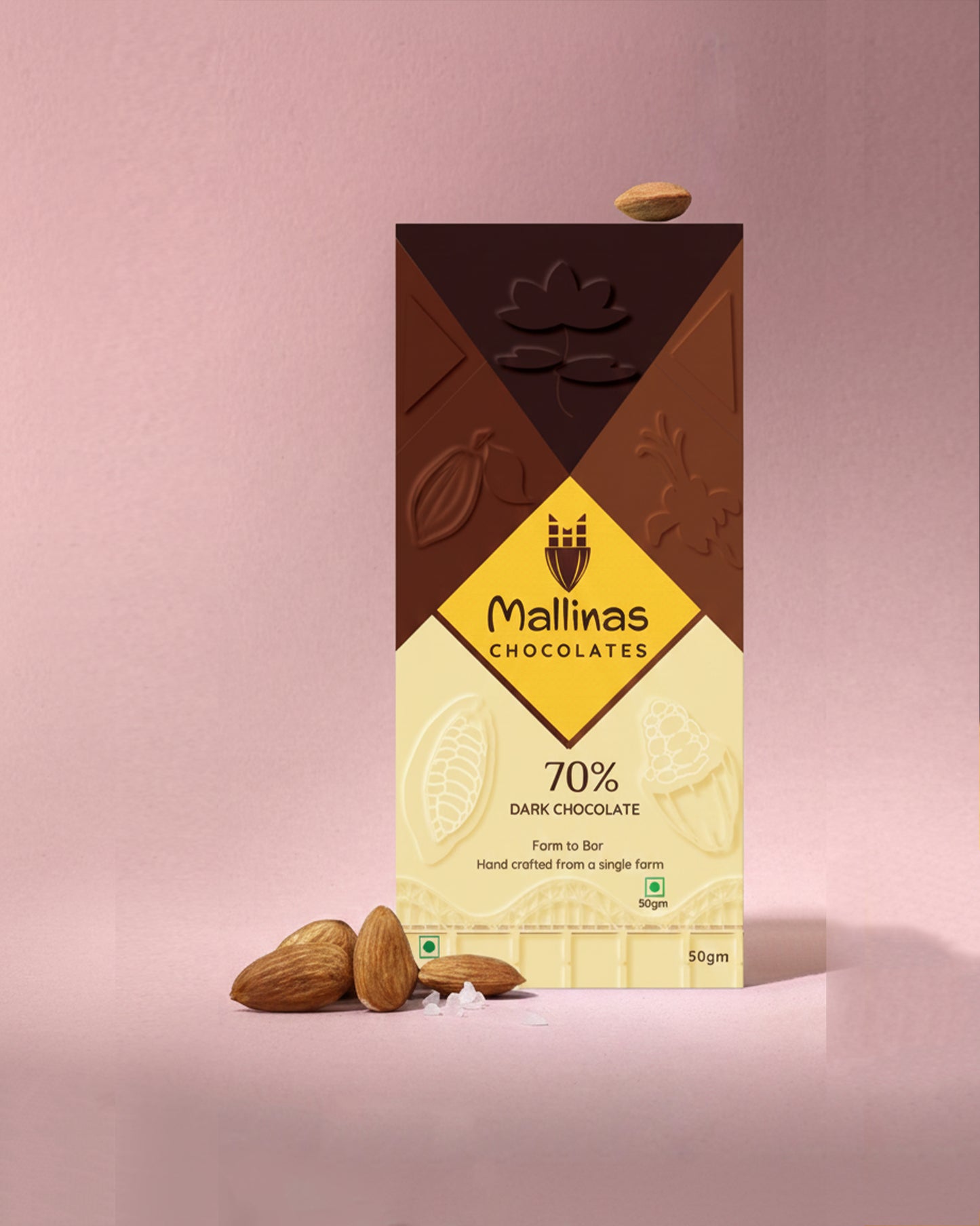 70% Dark Chocolate With Almonds - 50 grams
